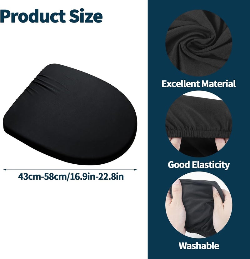 OXDFK Black Toilet Lid Cover, Toilet Lid Cover with Elastic Bottom, Replacement Universal Toilet Lid Cover, for Bathroom Decor Accessories, Washable - Image 2